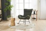 Rocking Chair Nursery, Solid Wood Legs Reading Chair with Teddy Fabric Upholstered , Nap Armchair for Living Rooms, Bedrooms, Offices, Best Gift,Green