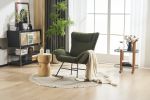 Rocking Chair Nursery, Solid Wood Legs Reading Chair with Teddy Fabric Upholstered , Nap Armchair for Living Rooms, Bedrooms, Offices, Best Gift,Green