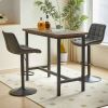 Grey Pu Leather Swivel Adjustable Height Bar Stool Chair For Kitchen(Set of 2)