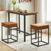 Brown Pu Upholstered Counter & Bar Stool with Footrest, PU leather (Set of 2)