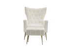 Modern Accent Chair with Ottoman, Comfy Armchair for Living Room, Bedroom, Apartment, Office (White)