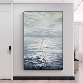 Hand Painted Abstract Landscape Oil Painting Oil Painting Seascape Clouds Nordic Wall Art Picture Modern Living Room Decor (size: 75x150cm)
