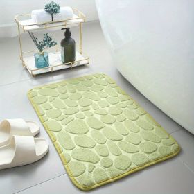 1pc Non-Slip Memory Foam Bath Rug with Cobblestone Embossment - Rapid Water Absorbent and Washable - Soft and Comfortable Carpet for Shower Room and B (Color: Green)