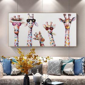 Hand Painted Oil Painting  Horizontal Abstract Animals Giraffe Modern Living Room Hallway Bedroom Luxurious Decorative Painting (Style: 1, size: 150X220cm)