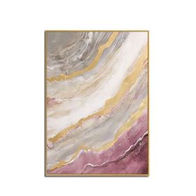 Modern Gold Foil Abstract Oil Painting Artist Hand-painted High Quality pink Oil Painting for Living Room Decor Wall Art No Frame (size: 100X150cm)