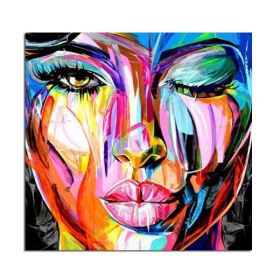 Francoise Nielly face oil painting wall art pictures portrait Impasto figure Palette Knife on Canvas Cuadros Cuadros Decoration (size: 150x150cm)