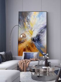 Gold Foil Picture Art Hand Painted Modern Abstract Oil Painting Canvas Wall Art Living Room Home Decor Painting (size: 70x140cm)