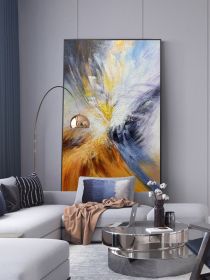 Gold Foil Picture Art Hand Painted Modern Abstract Oil Painting Canvas Wall Art Living Room Home Decor Painting (size: 70x140cm)