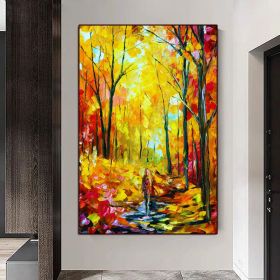 Modern Abstract abstract forest Gold Foil tree Oil Painting large hand painted Abstract Painting Canvas For Home Decoration (size: 75x150cm)