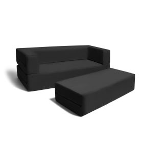 Jaxx Zipline Big Kids Modular Sofa & Ottoman (Material: Microsuede, Color: Black)