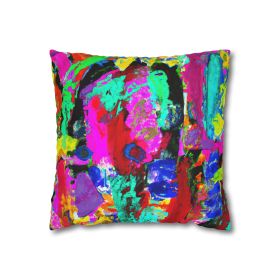 Decorative Throw Pillow Covers With Zipper - Set Of 2, Multicolor Abstract Expression Pattern (Sizes: 14" × 14")