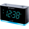 Emerson SmartSet Alarm Clock Radio with Bluetooth Speaker, USB Charger for iPhone and Android, Night Light, and Cyan LED Display